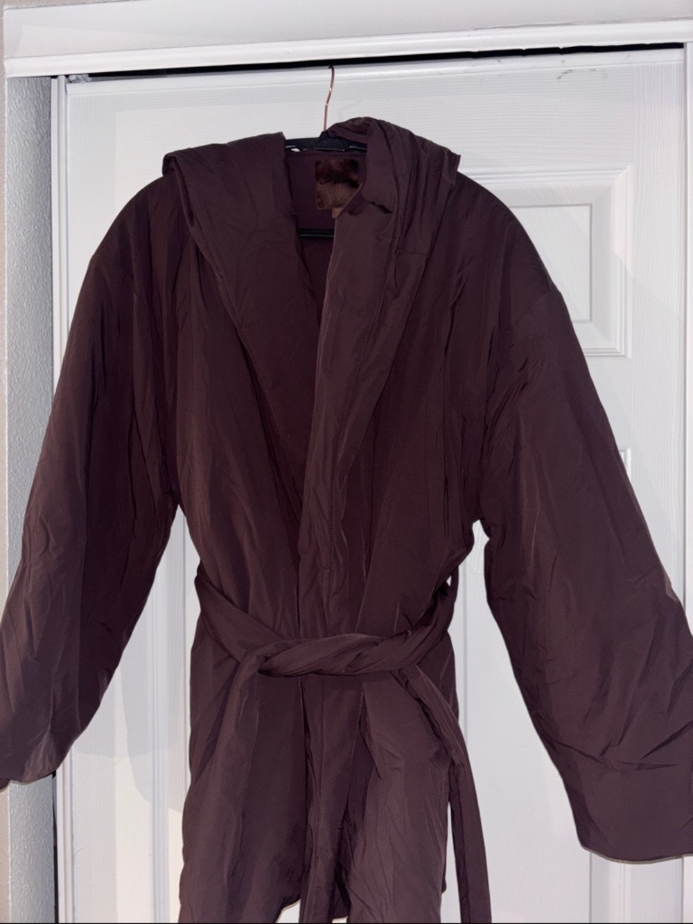 Skims Dark Brown Hooded Wrap Jacket